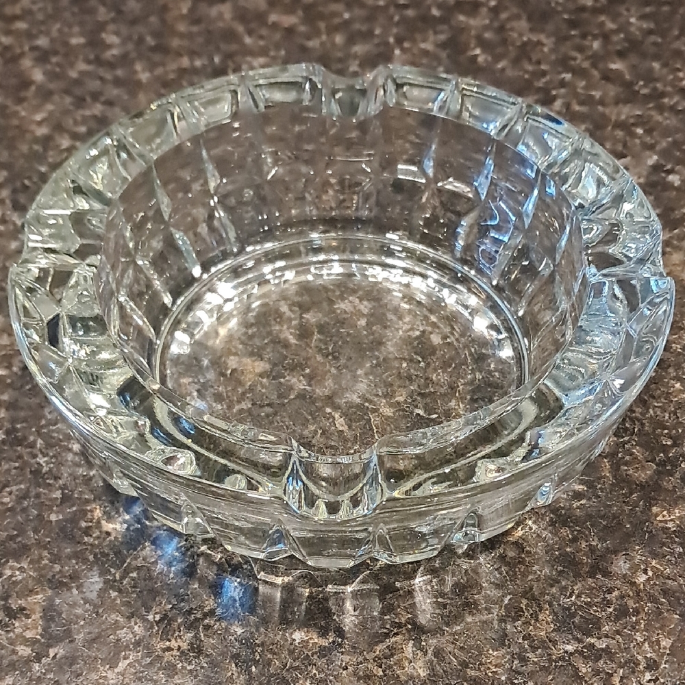 Vintage Lady Victoria Heavyweight Crystal Ashtray Feom France